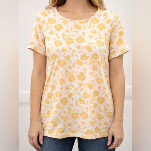 Old Navy Luxe Yellow and White Floral Tee